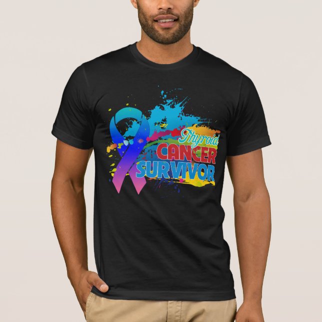 T-shirt Éclaboussure de couleur - survivant de cancer de (Devant)
