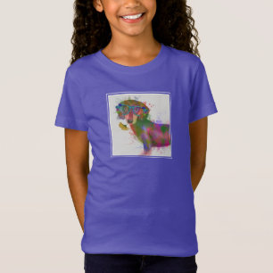 T-Shirt Éclaboussure de teckel et d'arc-en-ciel en verre