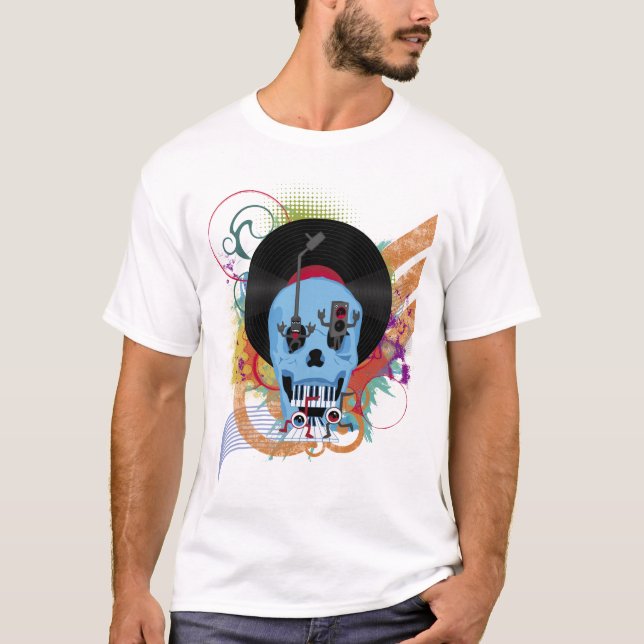 T-shirt Éclaboussure grunge de musique de crâne (Devant)