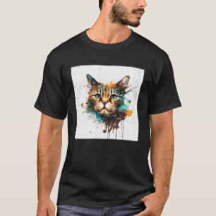T-shirt Éclaboussure Maine Kun Chat Peinture Éclaboussure 