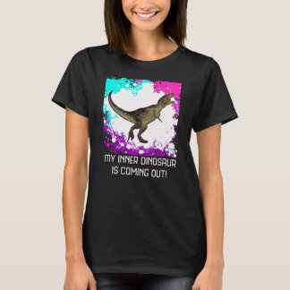 T-shirt Éclaboussure multicolore de T-Rex de femmes avec