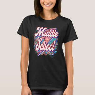T-shirt Éclair Du Milieu De L'Enseignant Retour À Scho