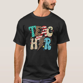 T-shirt Éclair Leopard Enseignant Retour À L'École Pour