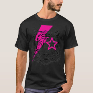 T-shirt Éclair rose pour femmes Tigre Tigre Visage étoile