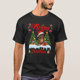 T-shirt Éclairage d'arbre de Noël Santa Pinscher nain Chie