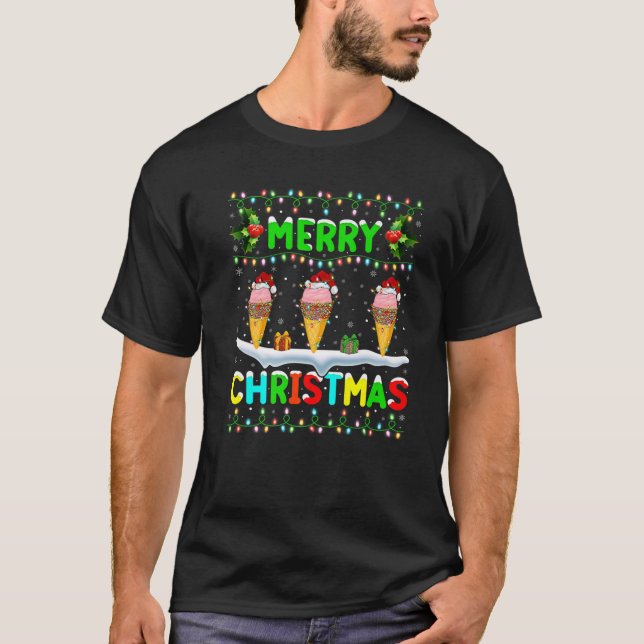 T-shirt Éclairage de crème glacée Noël Noël Joyeux Noël (Devant)