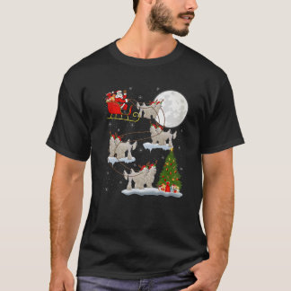 T-shirt Éclairage de l'arbre de Noël Santa à cheval sur un