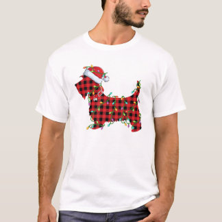T-shirt Éclairage de Noël à assortir Buffalo plat Scottie 