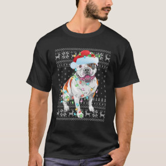 T-shirt Éclairage de Noël chapeau laide Chien de taureau a