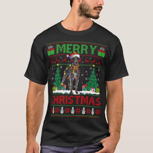 T-shirt Éclairage de Noël chapeau laide Wolfhound irlandai (Devant)