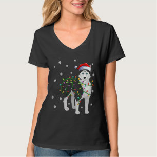 T-shirt Éclairage de Noël Chapeau Sibérien Husky Sibérien