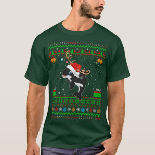 T-shirt Éclairage de Noël Chapeau Ugly Orca tueur baleine
