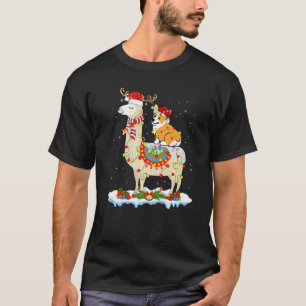 T-shirt Éclairage de Noël Corgi Santa Corgi montant un lam