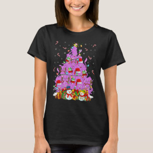T-shirt Éclairage de Noël de calmar Père Noël sapin de Noë