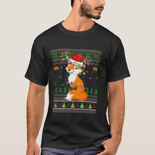 T-shirt Éclairage de Noël de Fox laide Père Noël Fox Noël  (Devant)