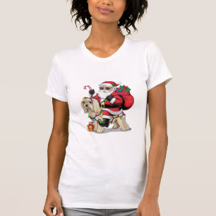 T-shirt Éclairage de Noël Havanais Père Noël équitation Ch