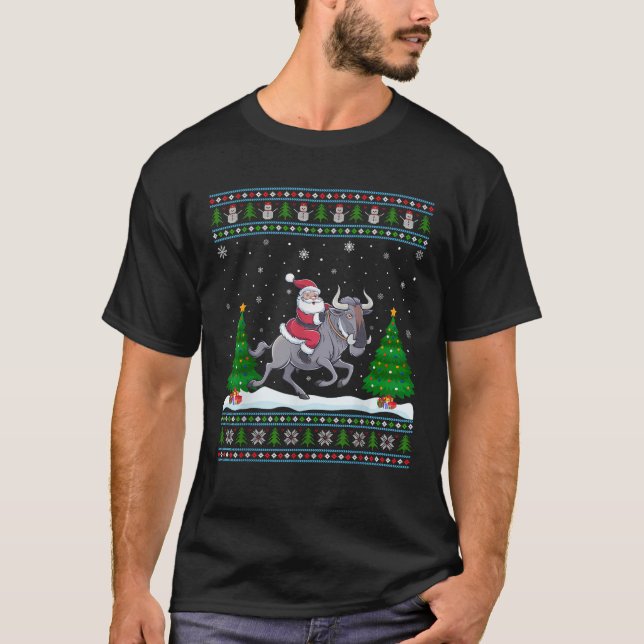 T-shirt Éclairage de Noël laid Père Noël équitation Wildeb (Devant)