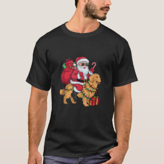 T-shirt Éclairage de Noël Père Noël chevauchant un chien R