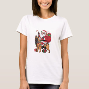 T-shirt Éclairage de Noël Père Noël équitation berger alle