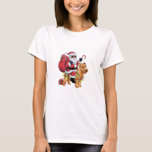 T-shirt Éclairage de Noël Père Noël équitation roulette Te