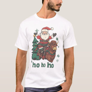T-shirt Éclairage de sapin de Noël féminin Santa montant H
