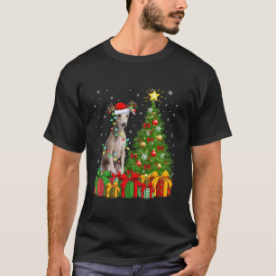 T-shirt Éclairage des arbres de Noël Chapeau italien Chien