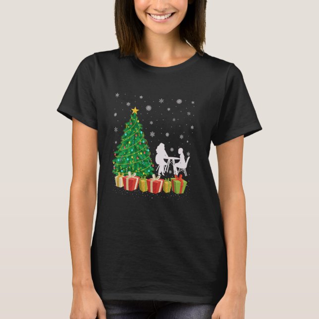 T-shirt Éclairage des arbres de Noël Psychologue de l'écol (Devant)