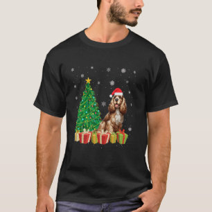 T-shirt Éclairage des arbres Noël Chapeau Cocker Espagnol 