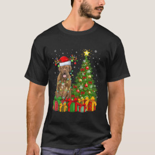 T-shirt Éclairage des arbres Noël Chapeau Dogue De Bordeau