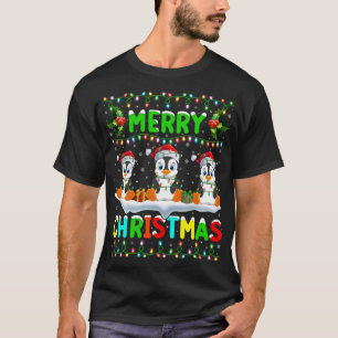 T-shirt Éclairage d'oiseaux de Noël Pingouin Noël Joyeux N