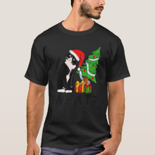 T-shirt Éclairage du sapin de Noël Santa Black Cat Christm