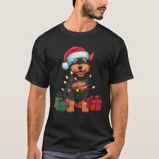 T-shirt Éclairage Noël Chapeau chinois Chien chassé Christ