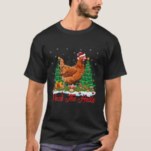T-shirt Éclairage Noël Chapeau de Noël Poulets de Noël Arb