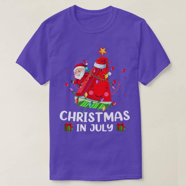 T-shirt Éclairage Père Noël Watermelon Xmas Tree Noël d'ét (Design devant)