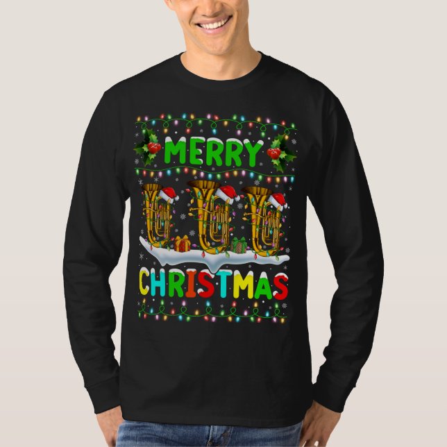 T-shirt Éclairage Tuba Noël Joyeux Noël Tuba (Devant)