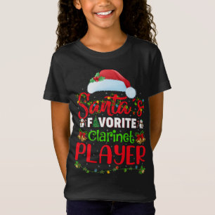 T-Shirt Éclairage Xmas Père Noël Joueur Clarinet favori Ch