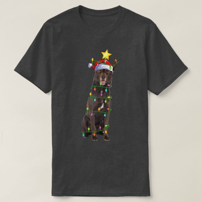 T-shirt Éclairage Xmas Tree Correspondance Kelpie Chri aus (Design devant)