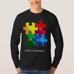 T-shirt Éclairer Les Pièces De Puzzle Bleu Pour Les Autist
