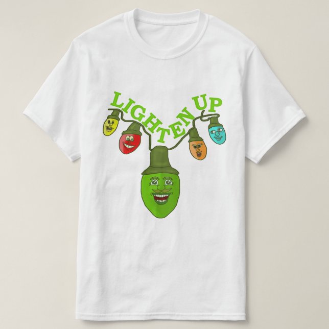 T-shirt Éclairez les lumières d'arbre de bande dessinée de (Design devant)