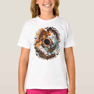 T-shirt Éclipse de carpe koï de citrouille Halloween