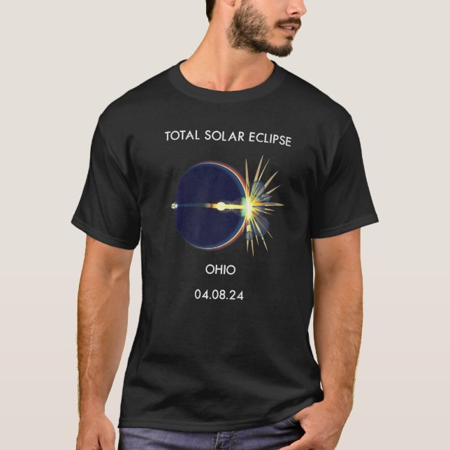 T-shirt Éclipse Flare 04.08.24 Éclipse Solaire Totale Ohio (Devant)