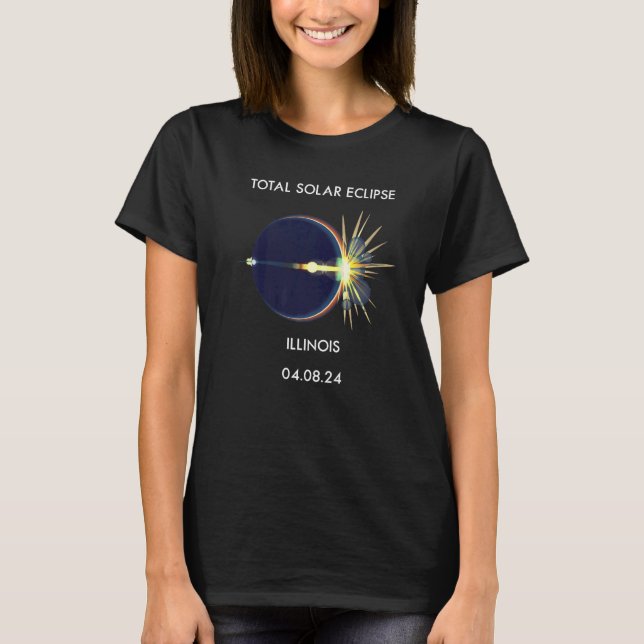 T-shirt Eclipse Flare 04 08 24 Total Solar Eclipse Illinoi (Devant)