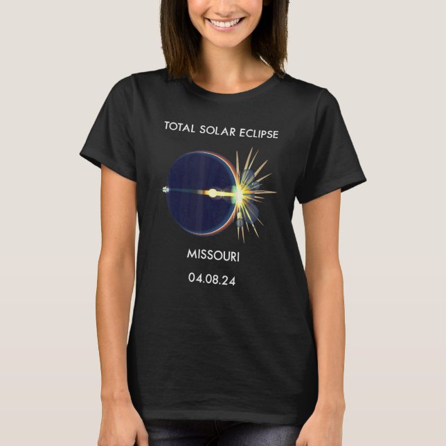 T-shirt Eclipse Flare 04 08 24 Total Solar Eclipse Missour (Devant)
