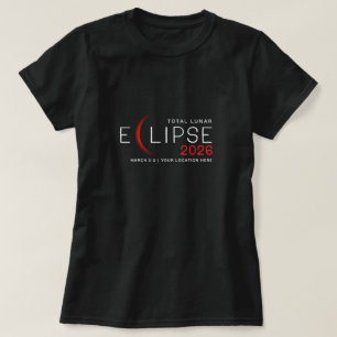 T-shirt Éclipse Lunaire 2026 Lieu Personnalisé Commémorati