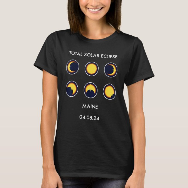 T-shirt Eclipse Phases 04 08 24 Total Solar Eclipse Maine  (Devant)