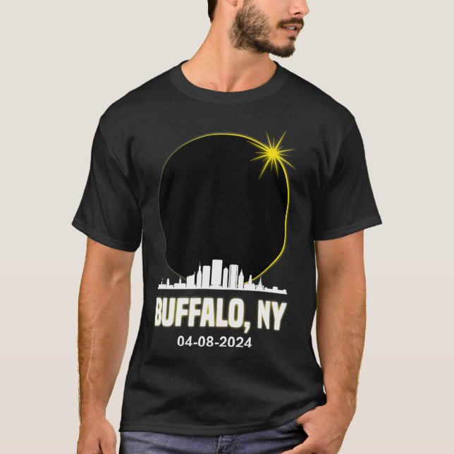 T-shirt Éclipse solaire 2024 Buffalo Skyline Total Solaire (Devant)