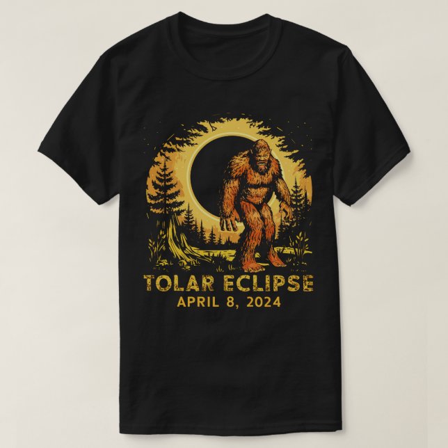 T-shirt Éclipse solaire 8 avril 2024 bigfoot (Design devant)