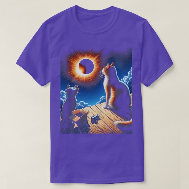 T-shirt Eclipse Tabby Chat regarder Solaire Eclipse Chat E (Design devant)