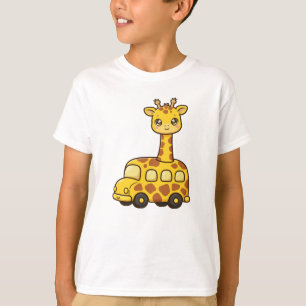 T-shirt École de bus girafe mignon - Kawaii retour à l'éco