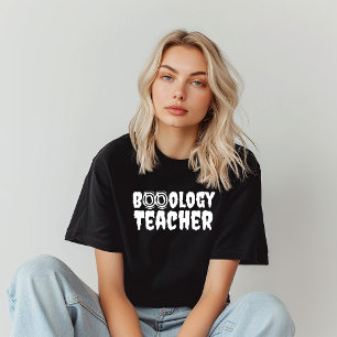T-shirt École halloween Boo professeur de typographie blan